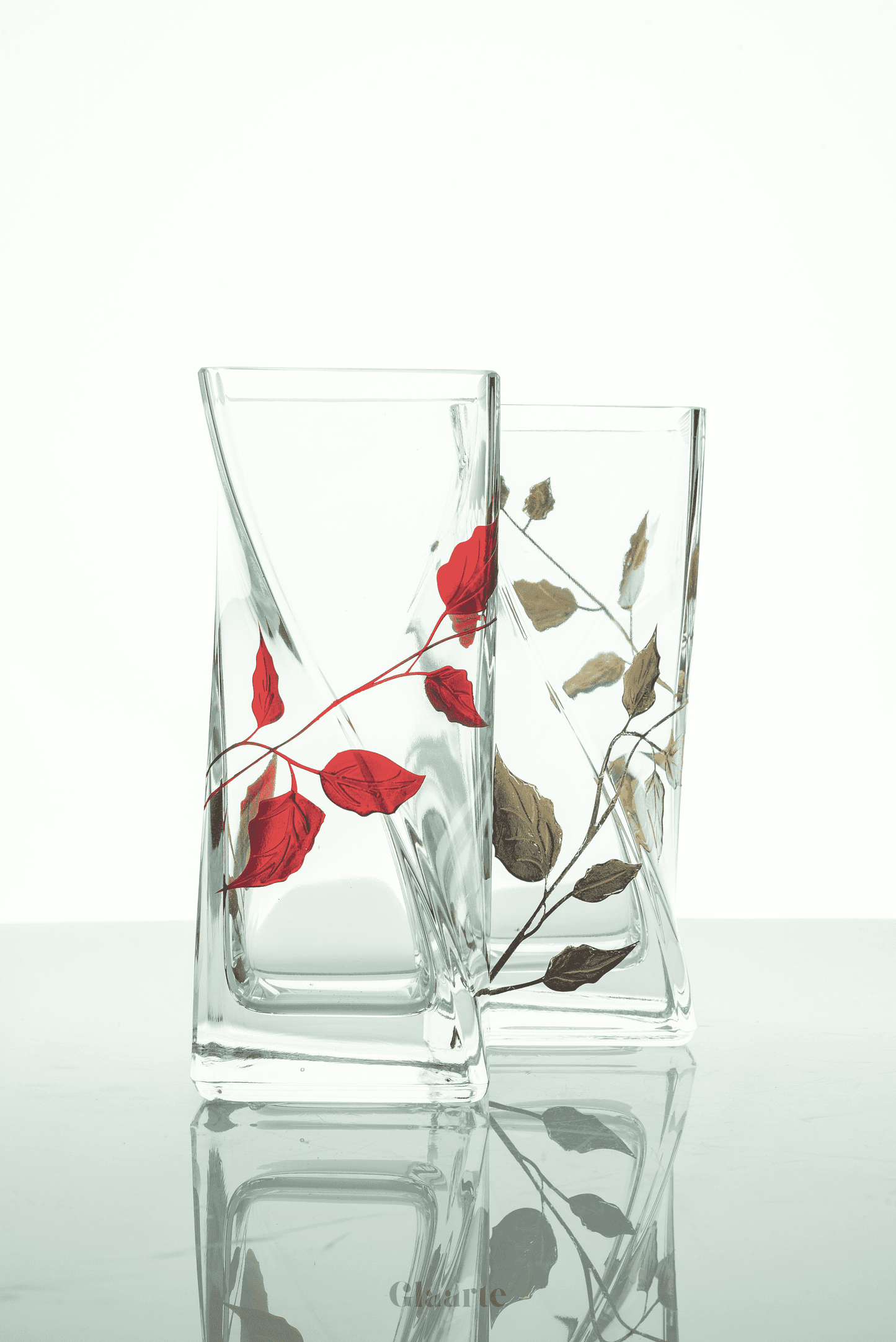 Szklany wazon dekoracyjny malowany Oro