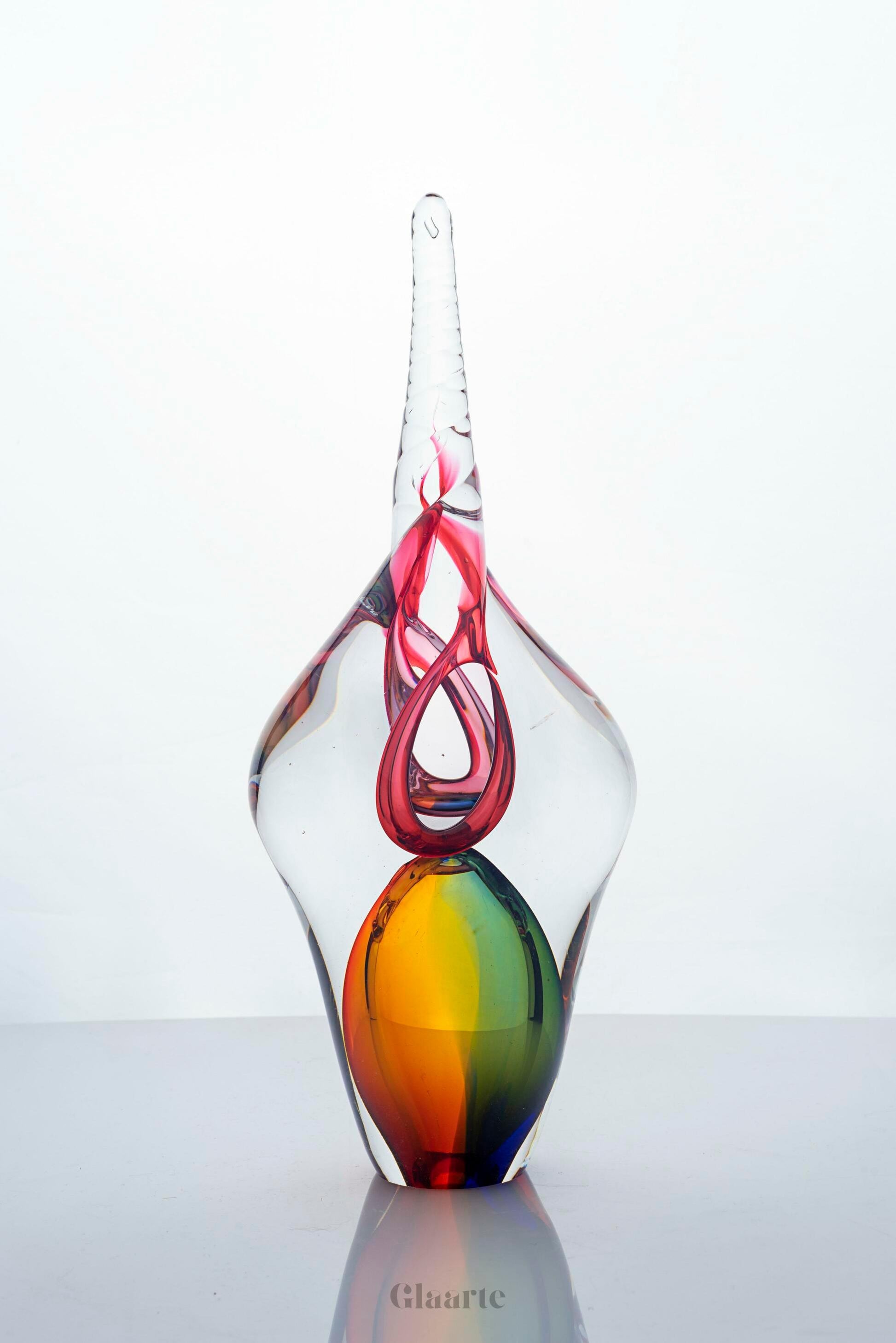 Kryształowa rzeźba szklana dekoracyjna Rogo Transparente - Glaarte