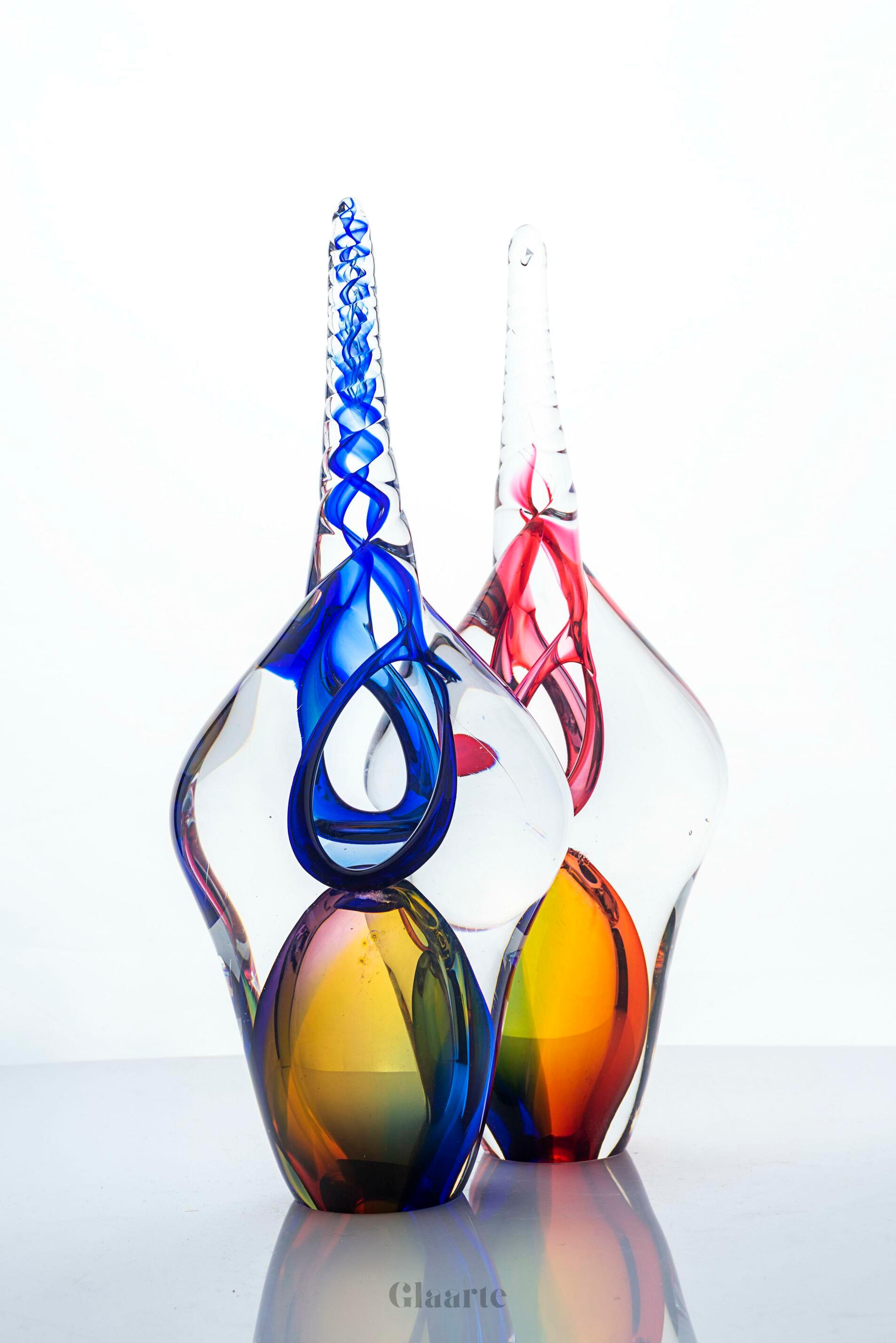 Kryształowa rzeźba szklana dekoracyjna Rogo Transparente - Glaarte