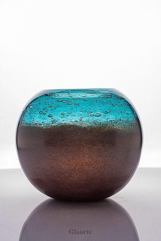 Szklany wazon dekoracyjny kula Sfera Blue - Glaarte