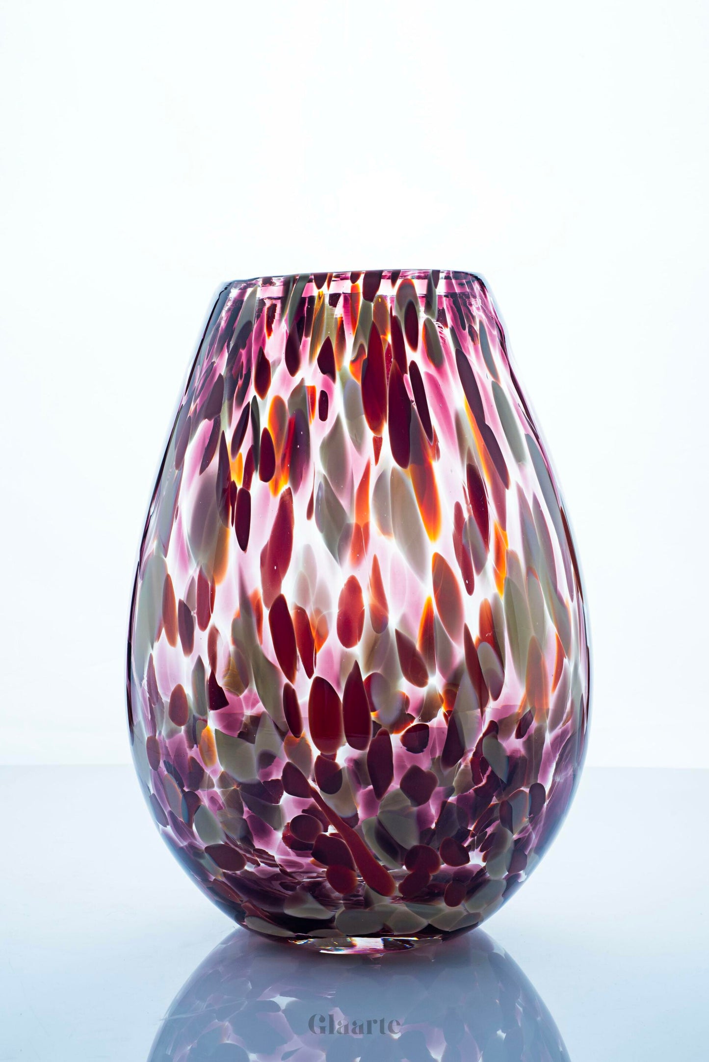 Szklany wysoki wazon dekoracyjny Plum