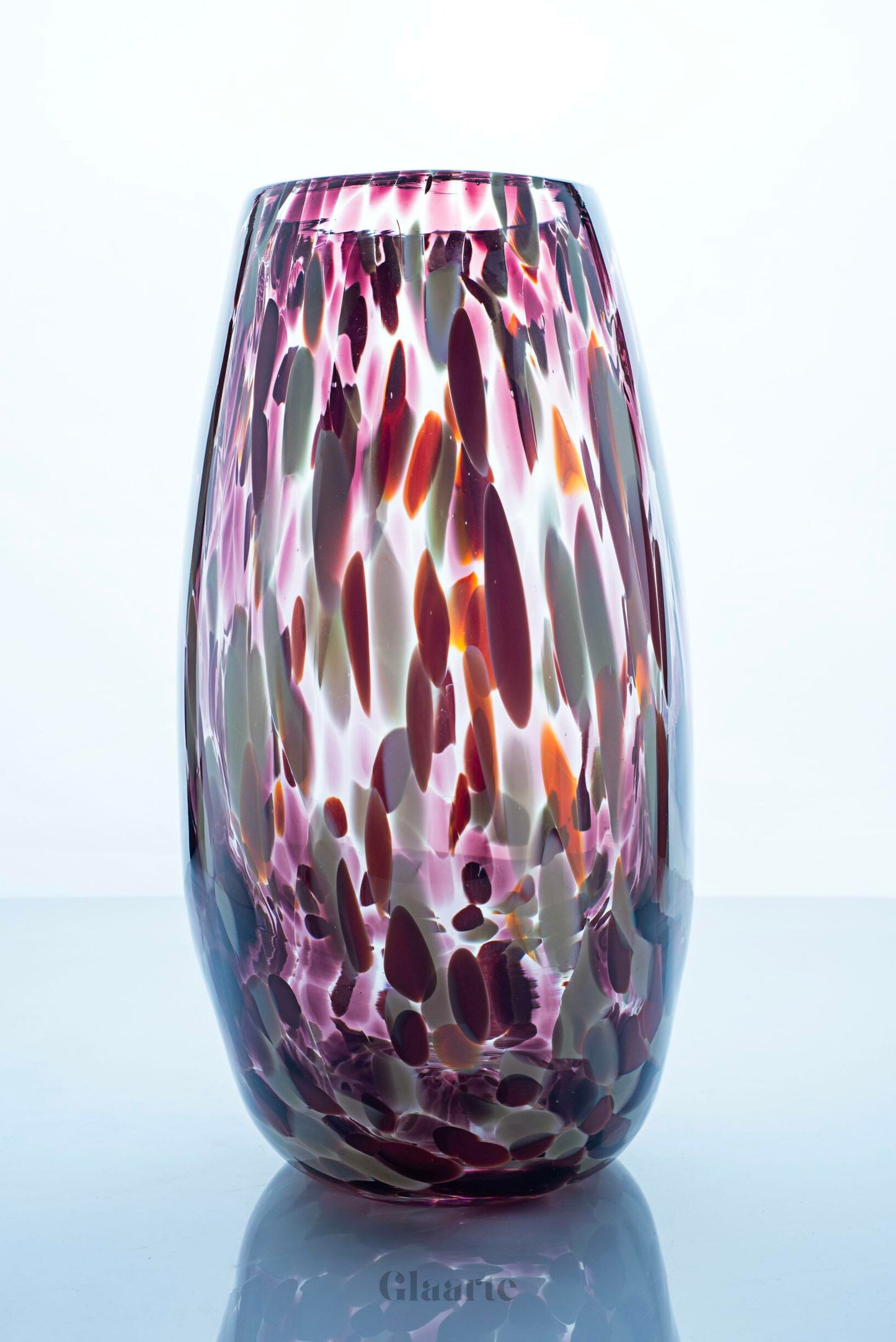 Szklany wysoki wazon dekoracyjny Plum