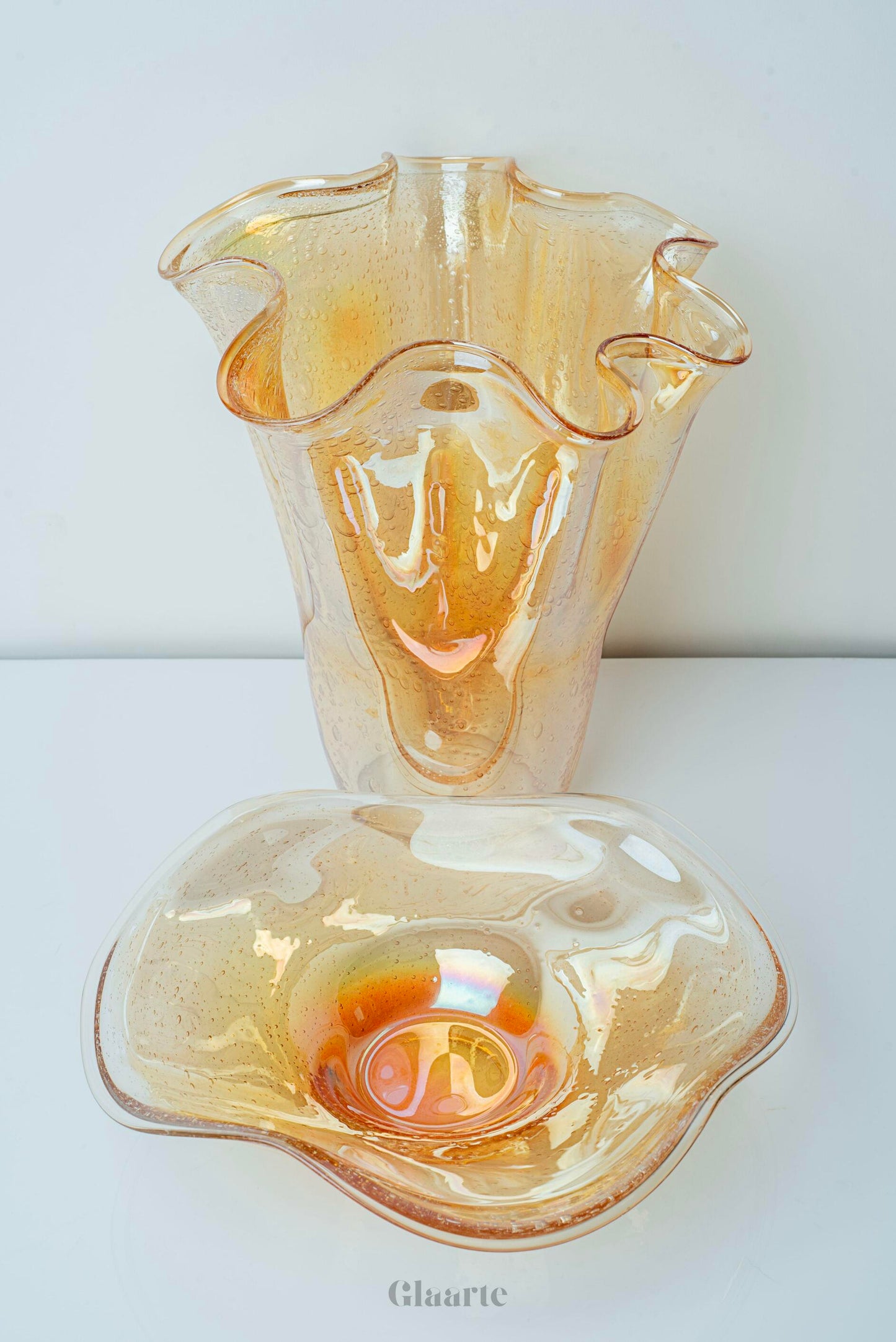 Szklany wysoki wazon dekoracyjny Shan