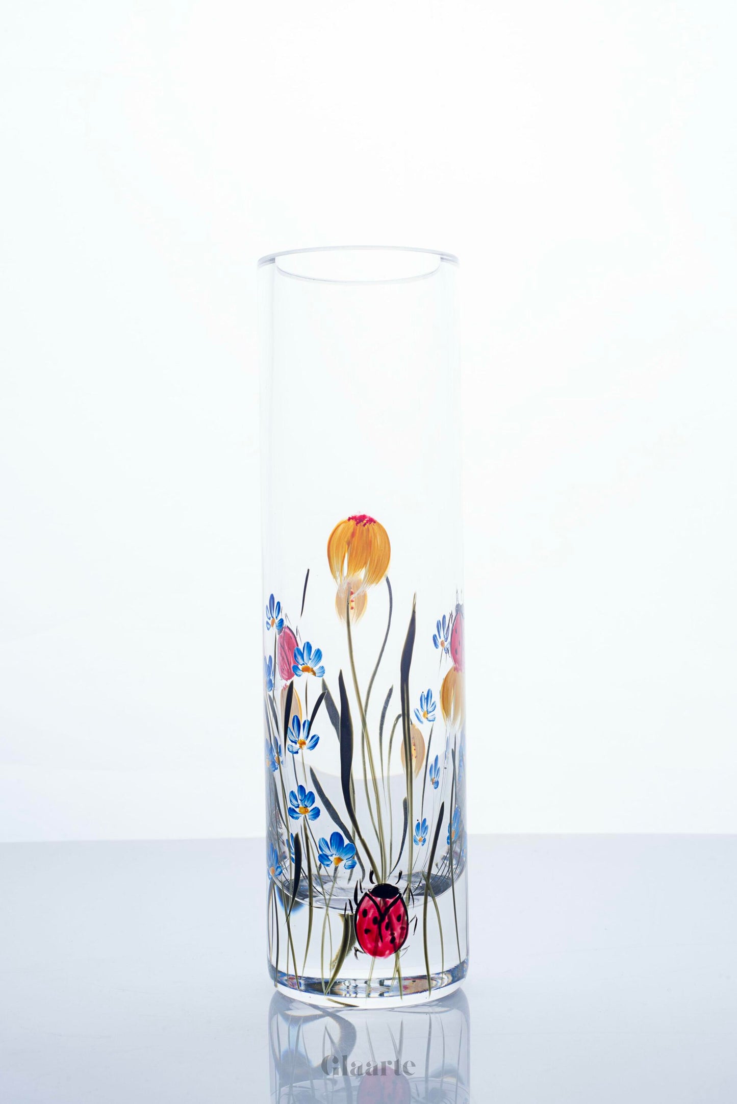Szklany wazon dekoracyjny malowany Primavera