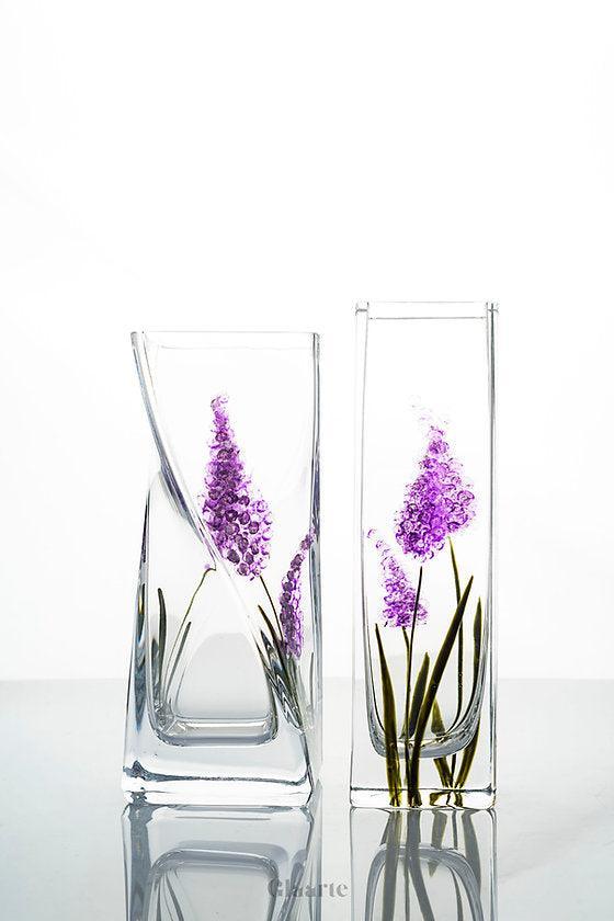Szklany wazon dekoracyjny malowany Brezo Brezo Dos - Glaarte