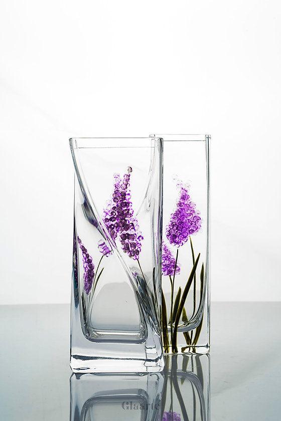 Szklany wazon dekoracyjny malowany Brezo - Glaarte