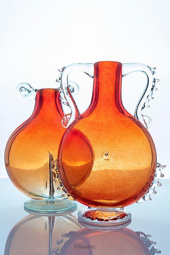 Szklany wazon dekoracyjny Czerwony Kogut - Glaarte
