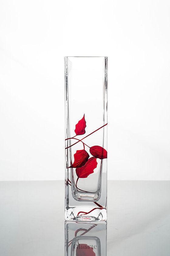 Szklany wazon dekoracyjny malowany Oton Dos - Glaarte
