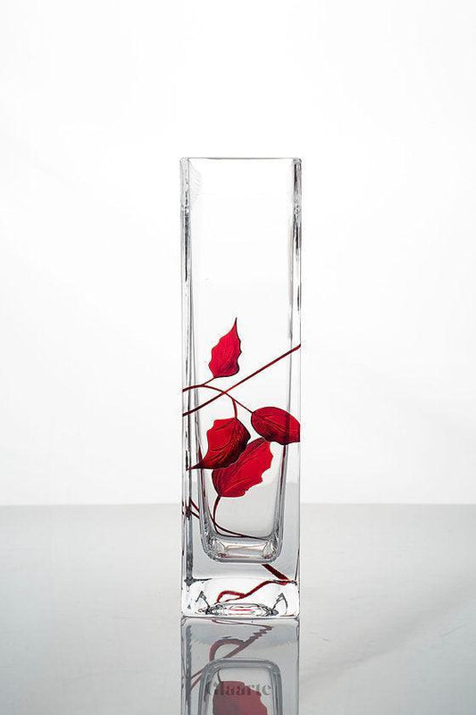 Szklany wazon dekoracyjny malowany Oton Dos - Glaarte