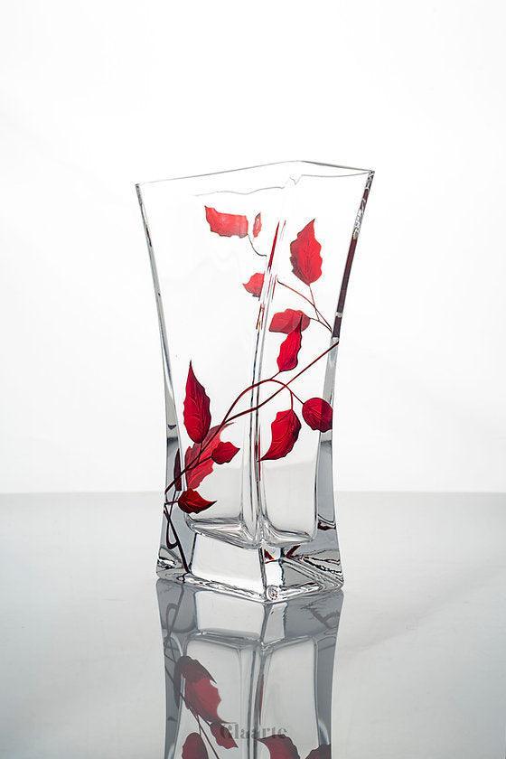 Szklany wazon dekoracyjny malowany Oton - Glaarte