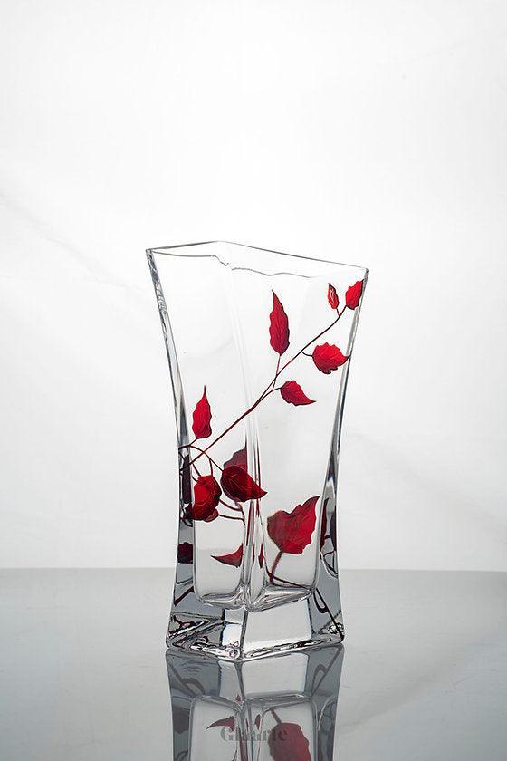 Szklany wazon dekoracyjny malowany Oton - Glaarte