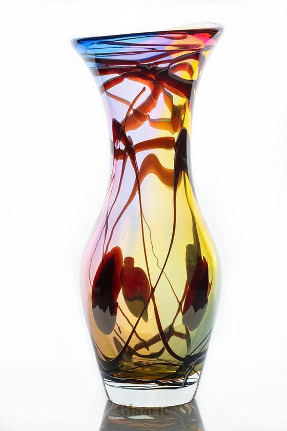 Kryształowy wazon dekoracyjny malowany Polana - Glaarte