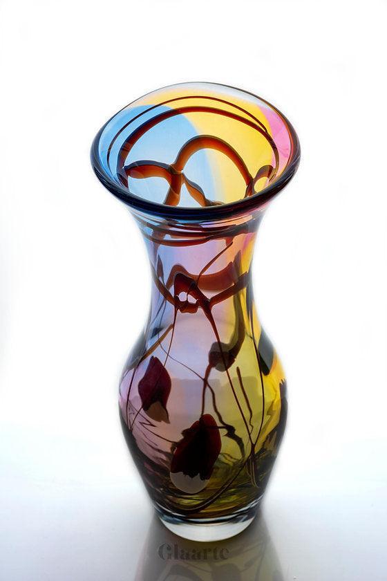 Kryształowy wazon dekoracyjny malowany Polana - Glaarte