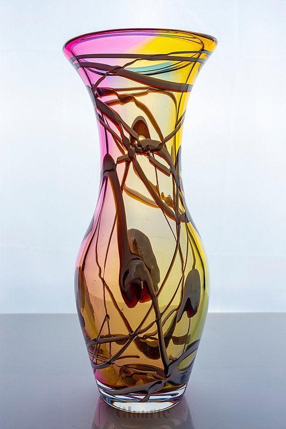 Kryształowy wazon dekoracyjny malowany Polana - Glaarte