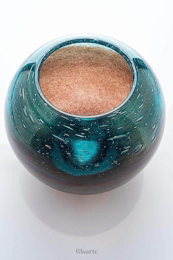 Szklany wazon dekoracyjny kula Sfera Blue - Glaarte