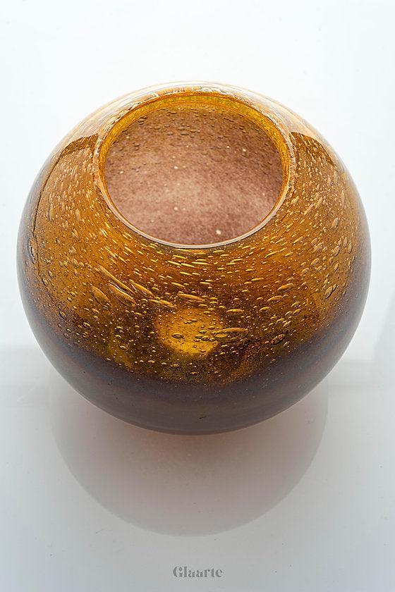 Szklany wazon dekoracyjny kula Sfera Gold - Glaarte