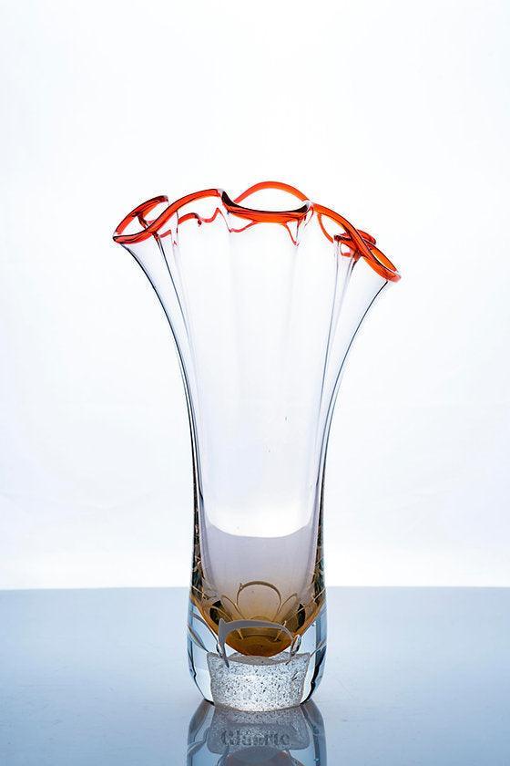 Kryształowy wysoki wazon dekoracyjny Silk Orange - Glaarte