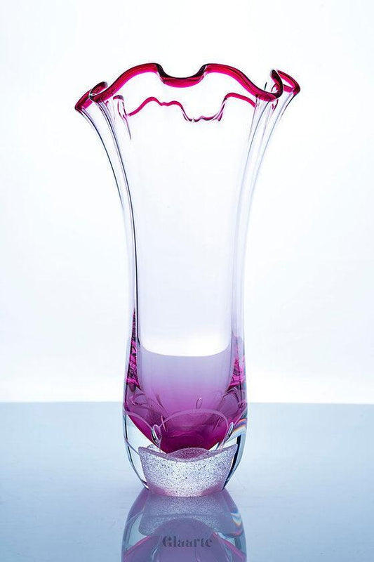 Kryształowy wysoki wazon dekoracyjny Silk Pink - Glaarte