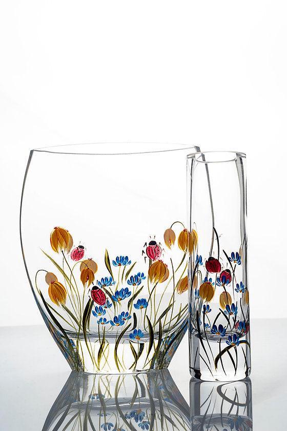 Szklany zestaw wazonów dekoracyjnych Primavera - Glaarte